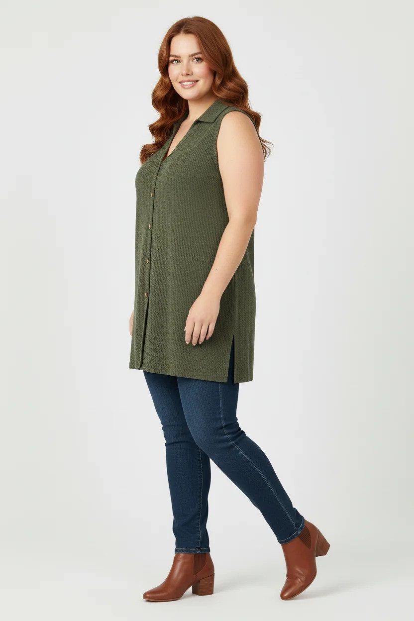Ärmellose Bluse mit Struktur