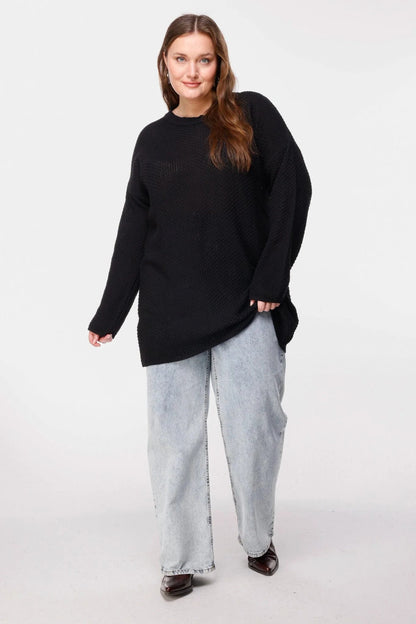 Strukturierter Langarm-Strickpullover