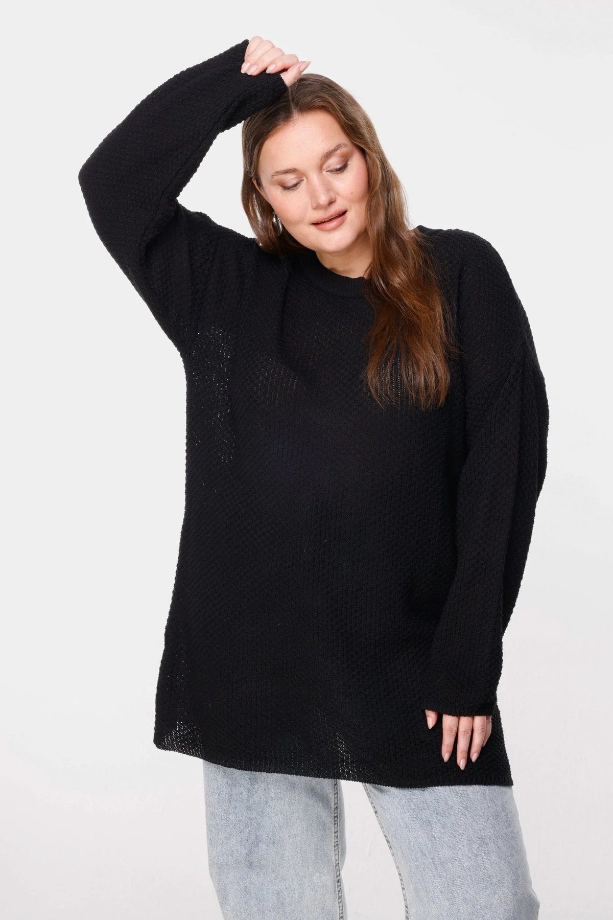 Strukturierter Langarm-Strickpullover