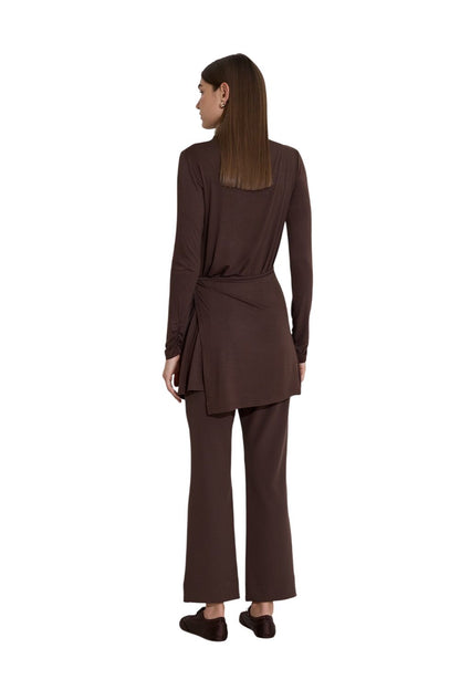 Drapierte Bluse mit Bindedetail, schwarz.
