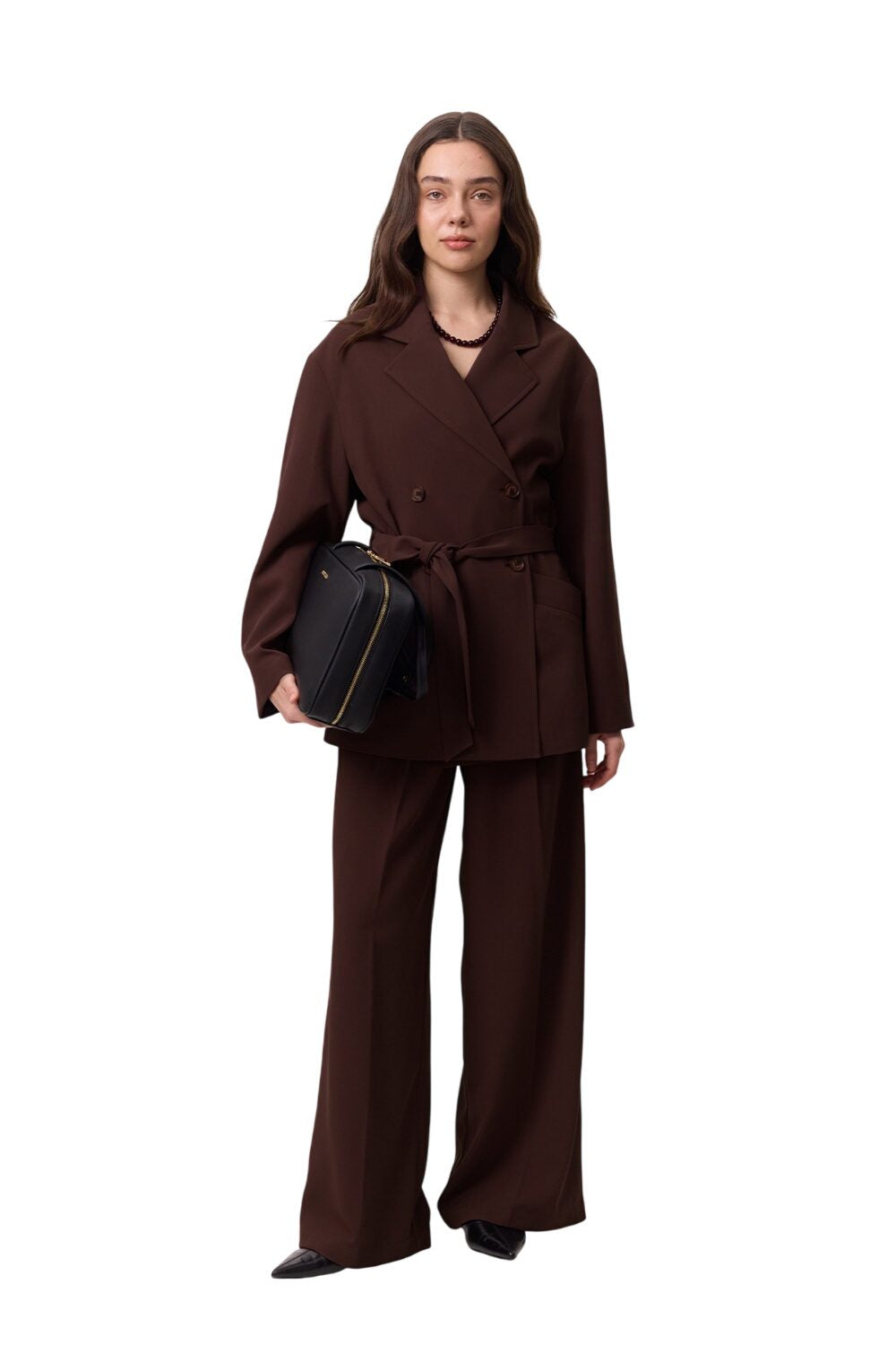 Drapierte, gegürtete Jacke, Schwarz