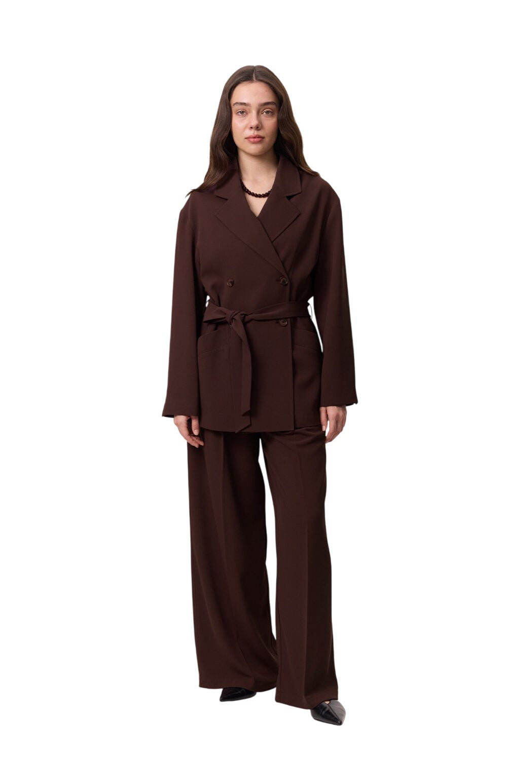 Drapierte, gegürtete Jacke, Schwarz