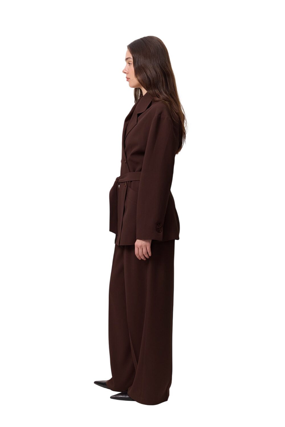Drapierte, gegürtete Jacke, Schwarz