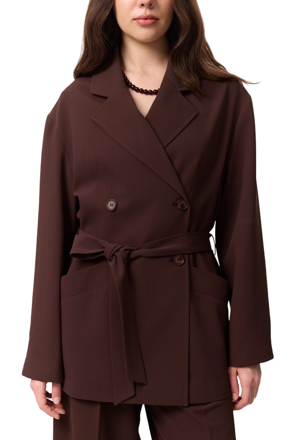 Drapierte, gegürtete Jacke, Schwarz