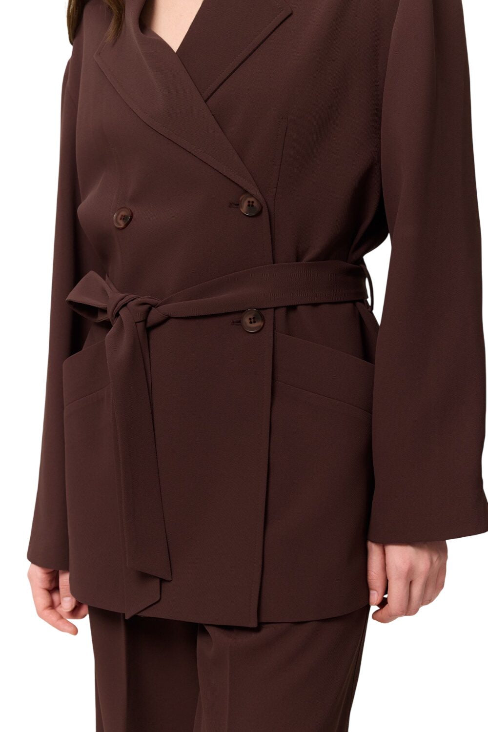 Drapierte, gegürtete Jacke, Schwarz