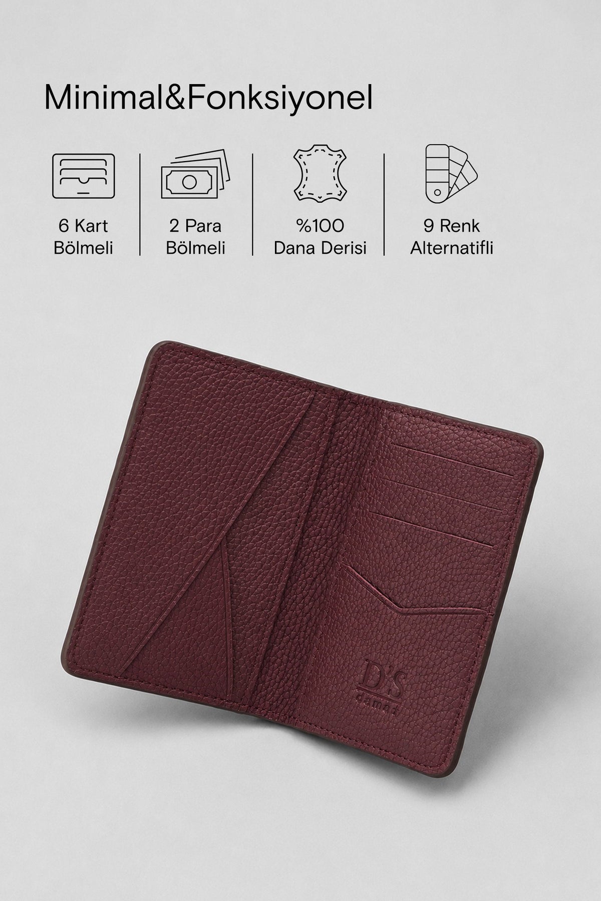 Ds Damat Schwarze Echtleder Geldbörse