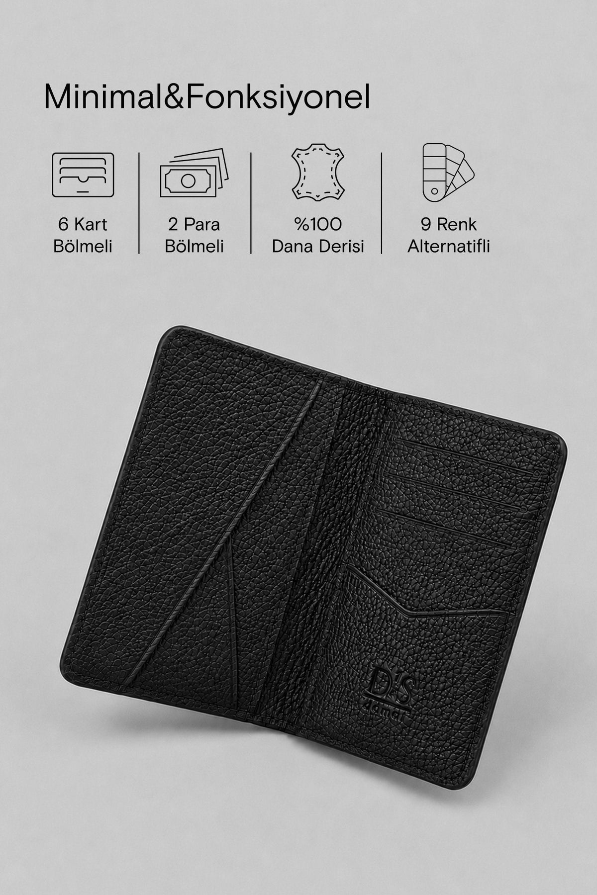Ds Damat Schwarze Echtleder Geldbörse