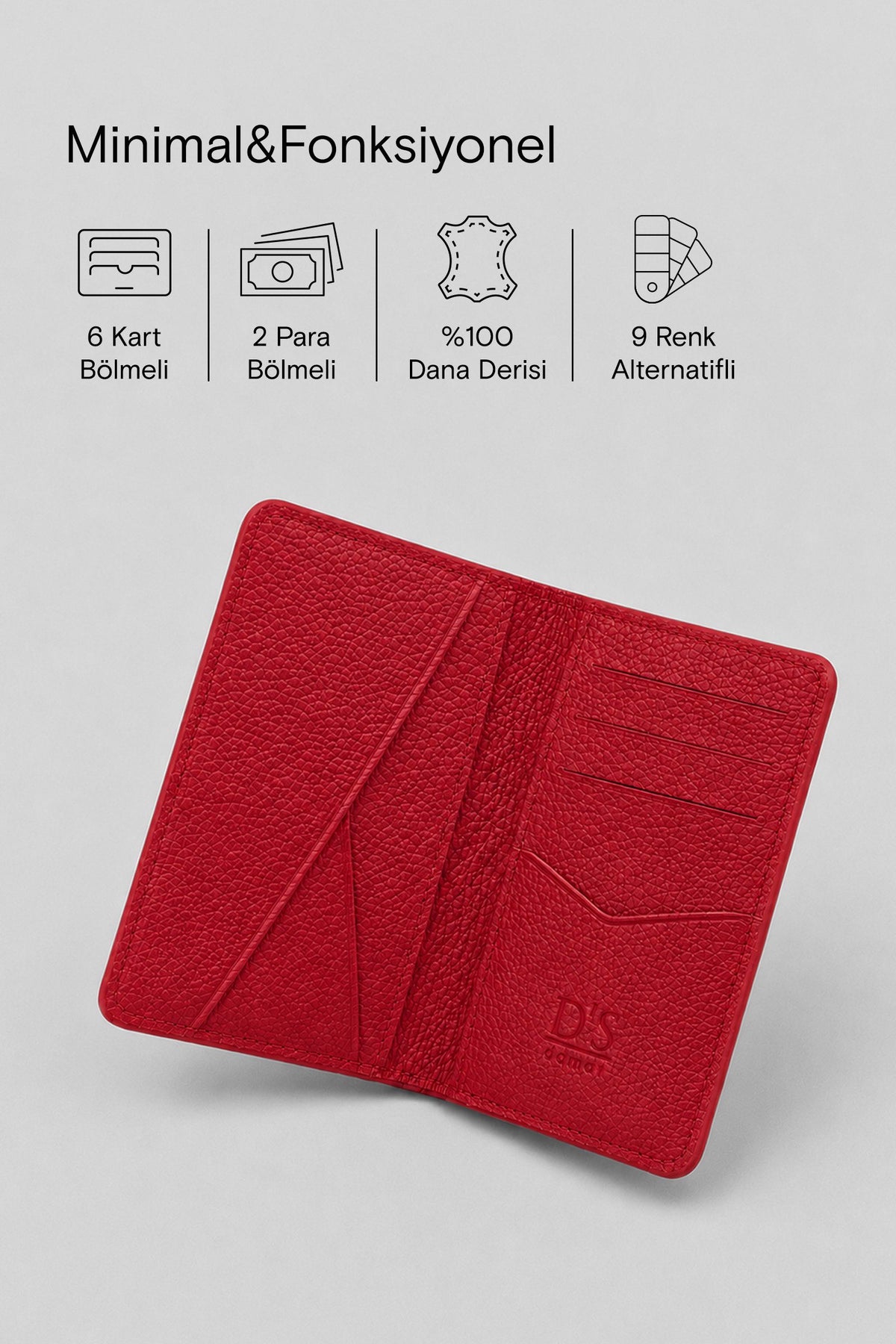Ds Damat Schwarze Echtleder Geldbörse