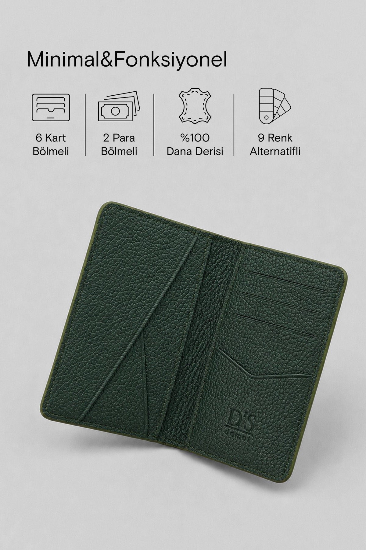 Ds Damat Schwarze Echtleder Geldbörse
