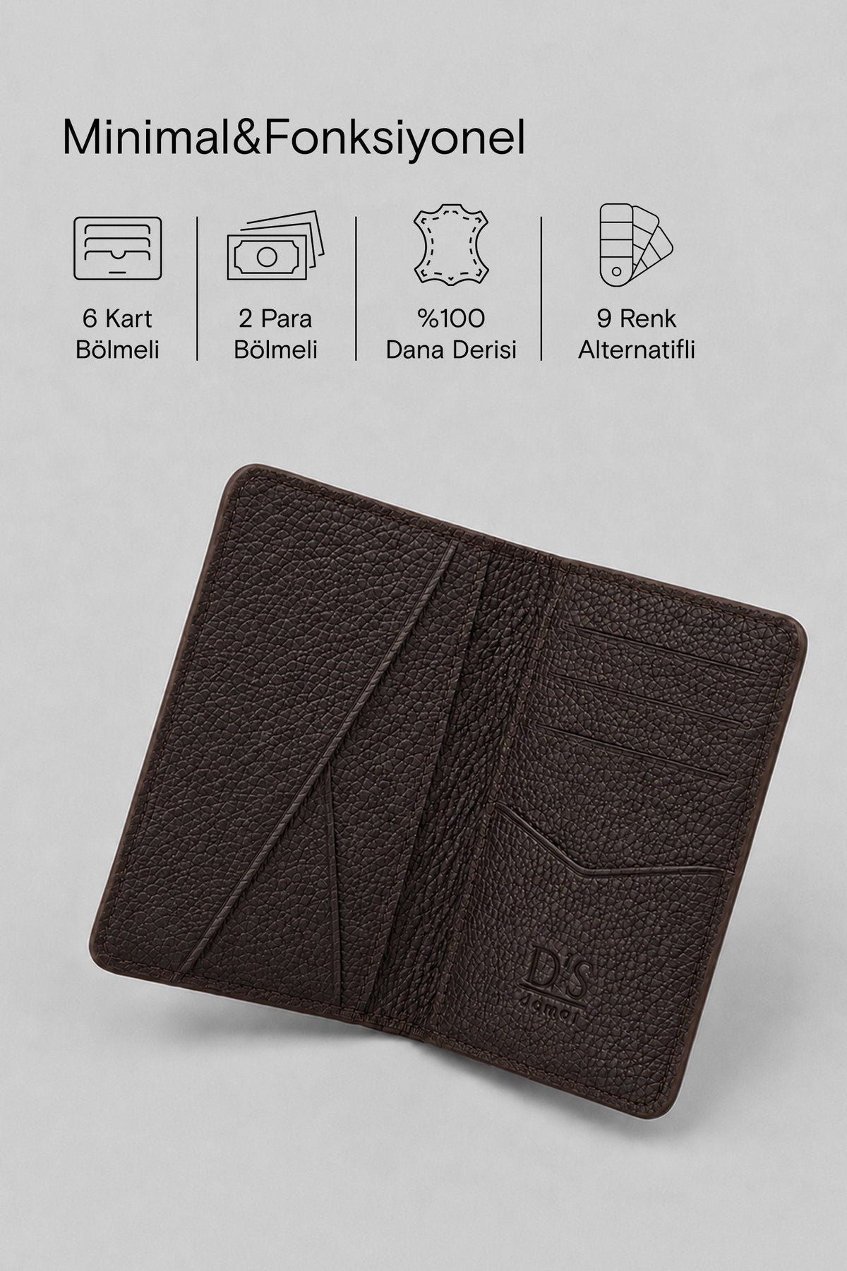 Ds Damat Schwarze Echtleder Geldbörse