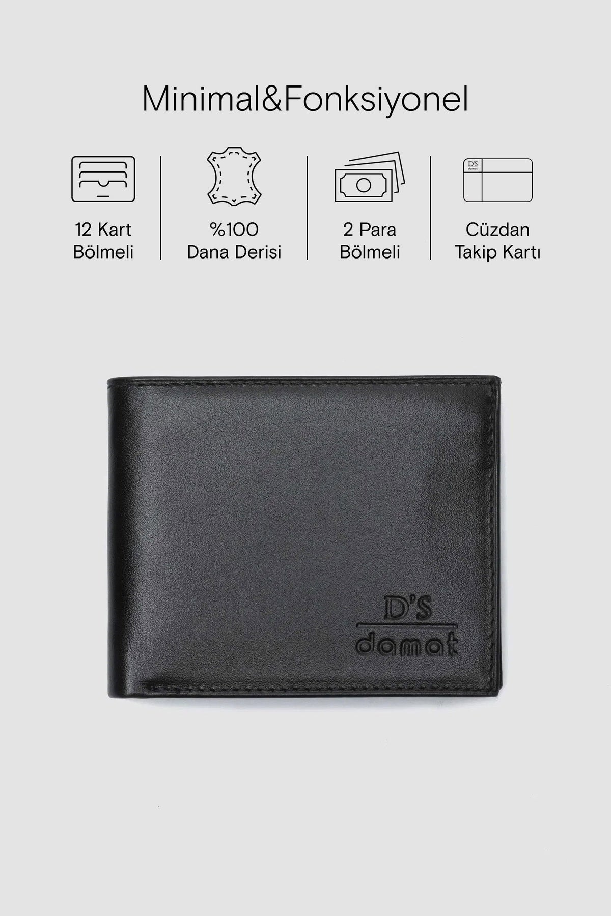 Ds Damat Schwarze Leder Smart Wallet