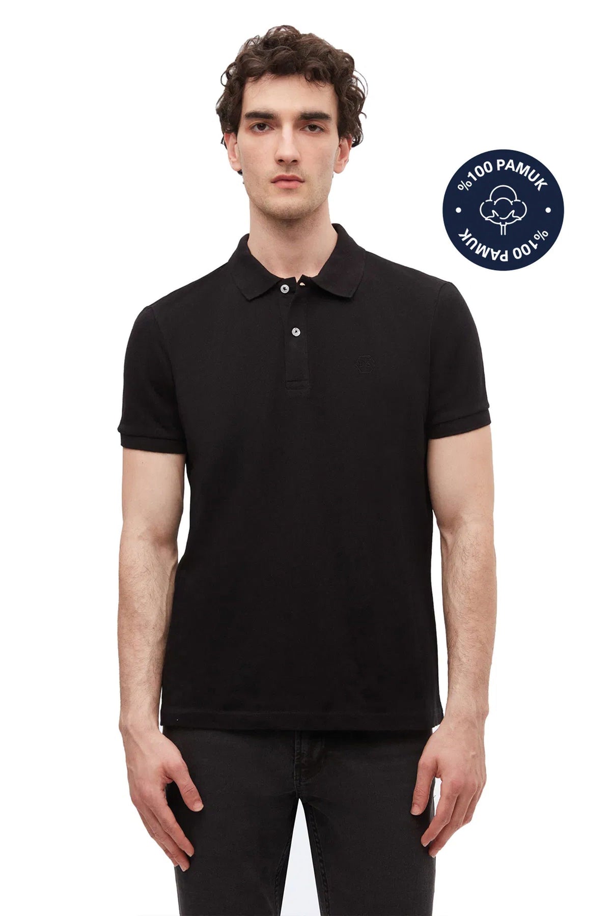 DS Damat Schwarzes Slim Fit Polo T-Shirt in Geschenkbox
