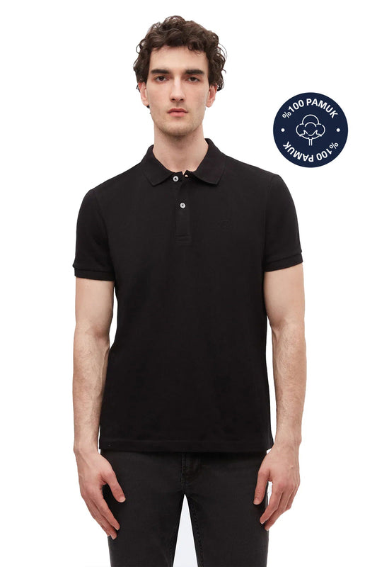 DS Damat Schwarzes Slim Fit Polo T-Shirt in Geschenkbox