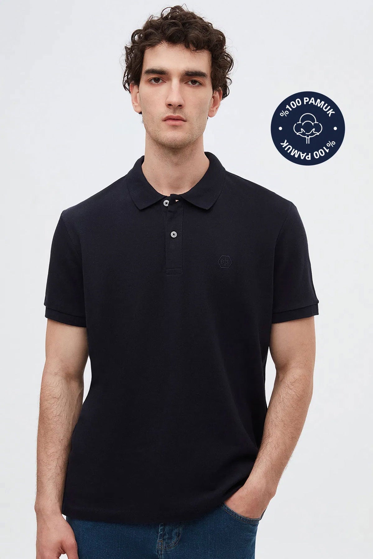 DS Damat Schwarzes Slim Fit Polo T-Shirt in Geschenkbox