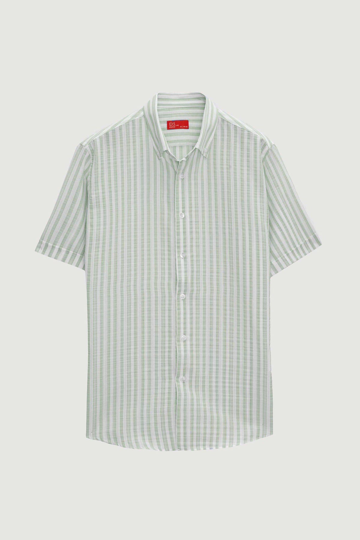 Ds Damat Slim Fit Grünes Kurzarmhemd