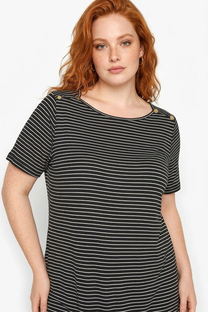 Knopfdetail Rundhals T-Shirt
