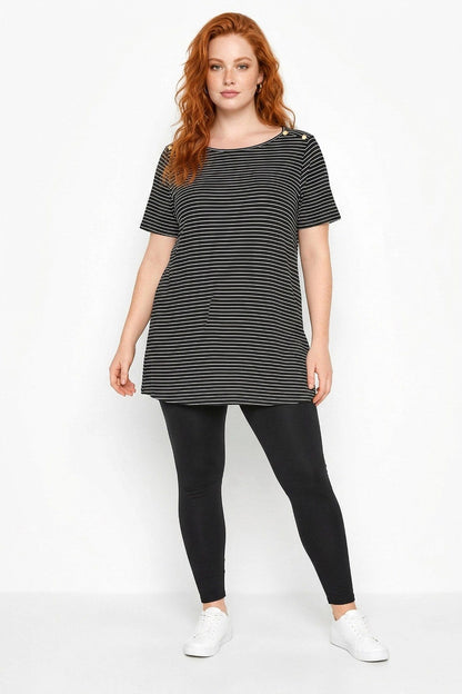 Knopfdetail Rundhals T-Shirt