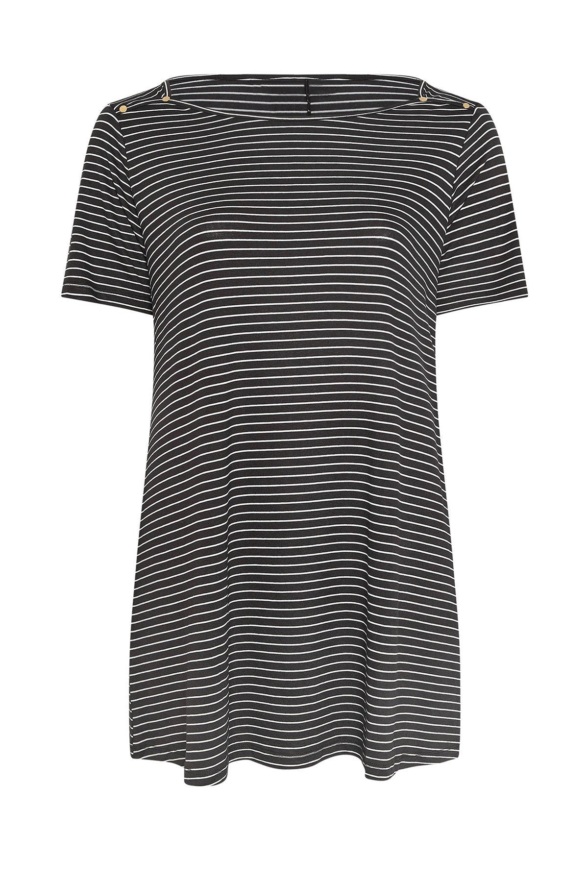 Knopfdetail Rundhals T-Shirt