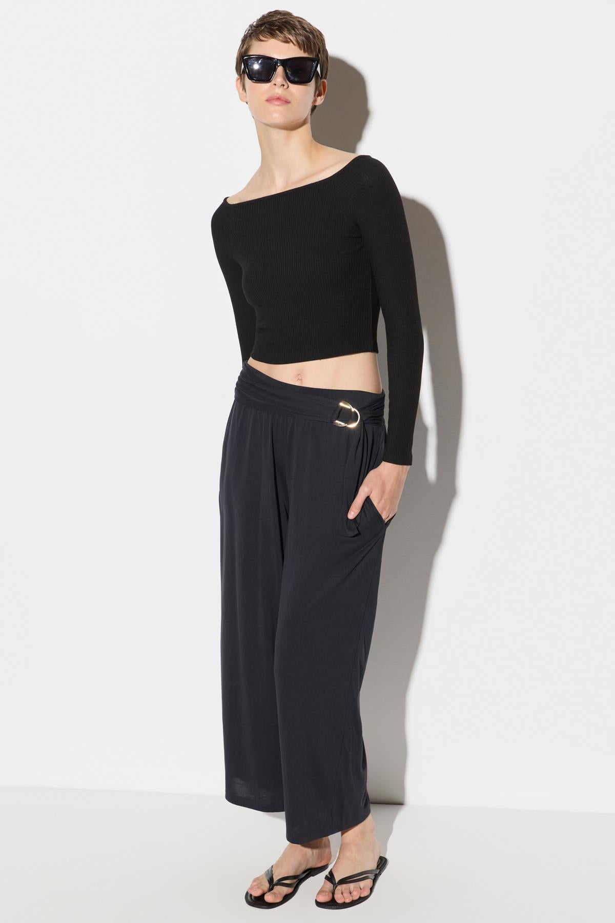 Langärmelige Crop-Bluse