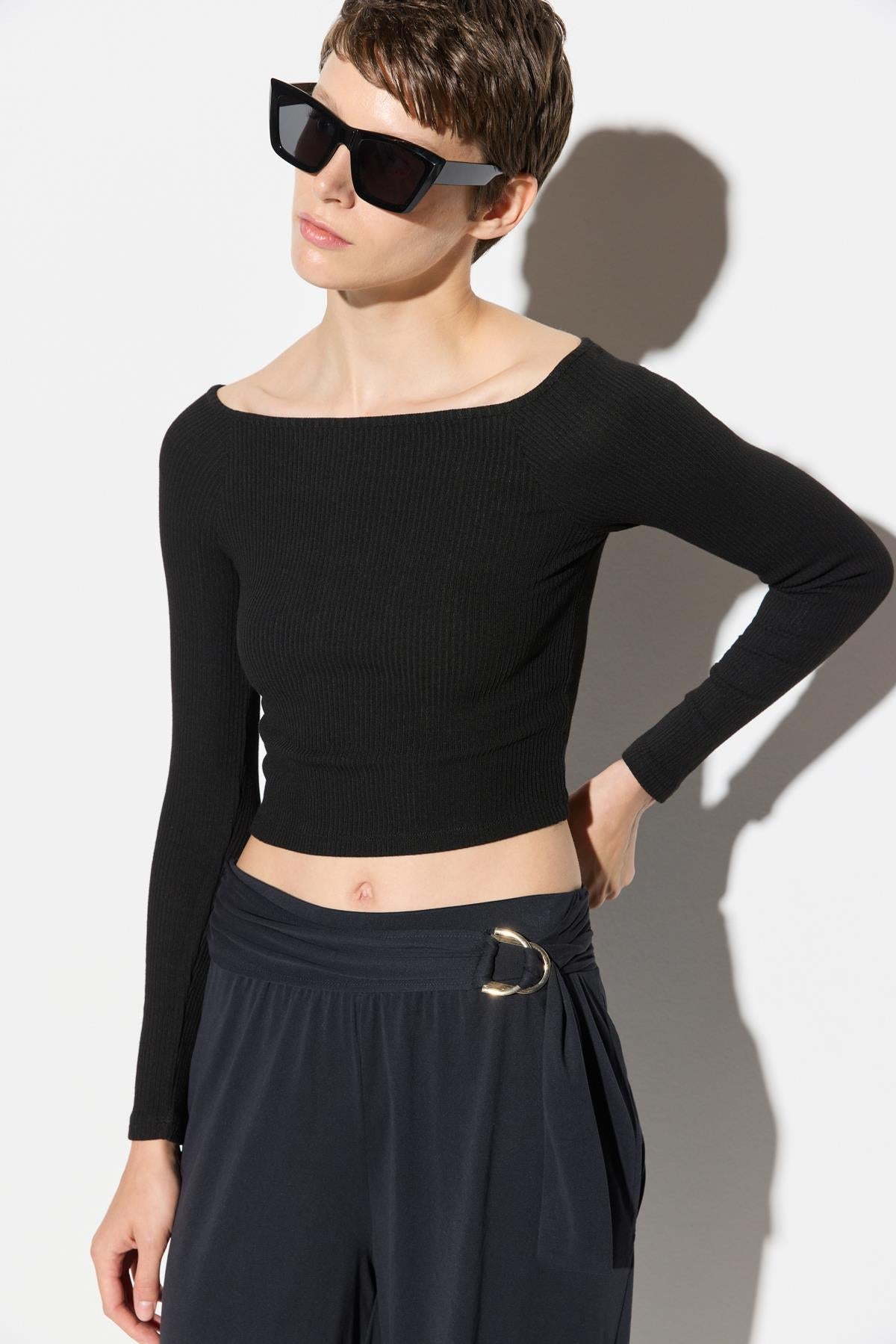Langärmelige Crop-Bluse