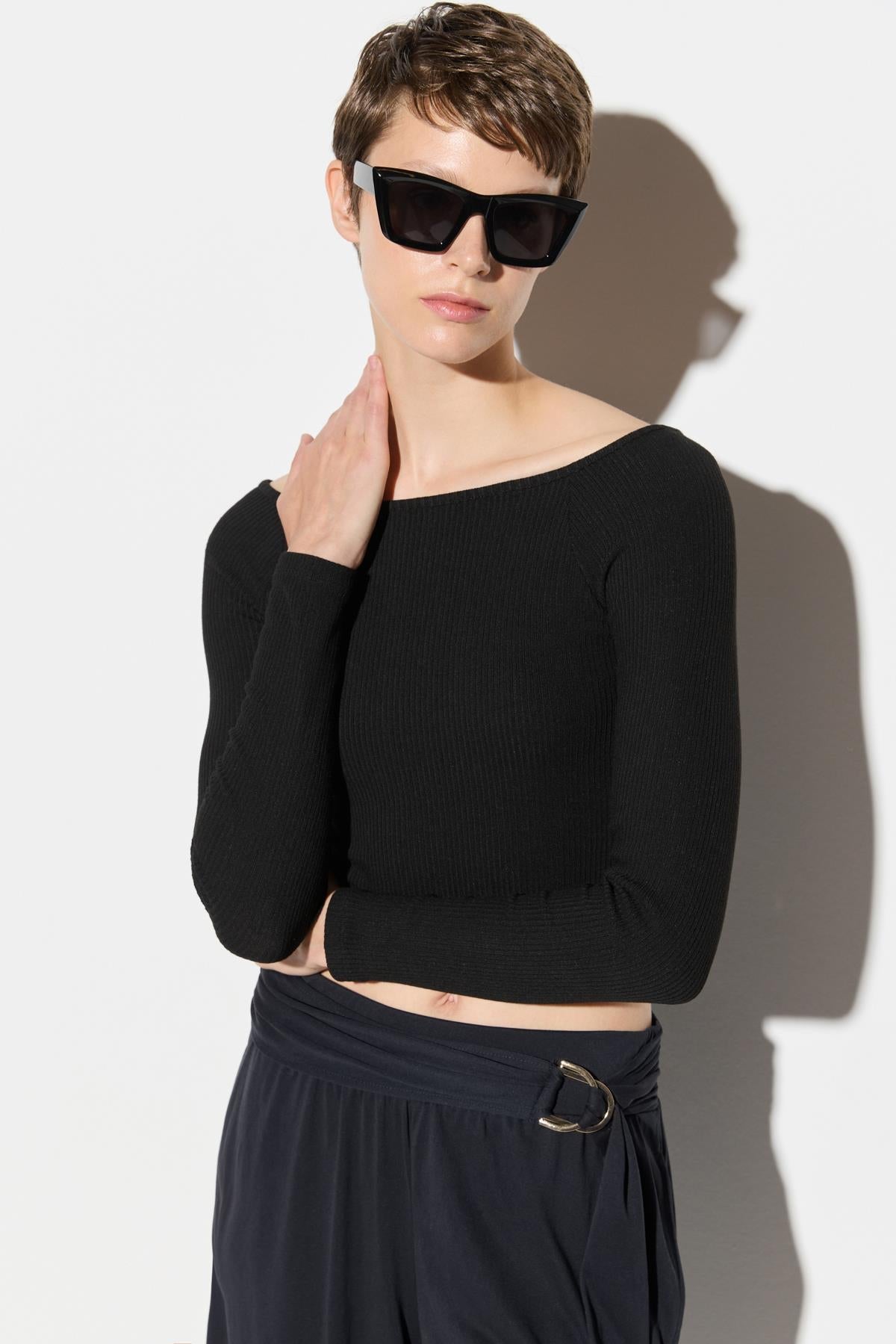 Langärmelige Crop-Bluse