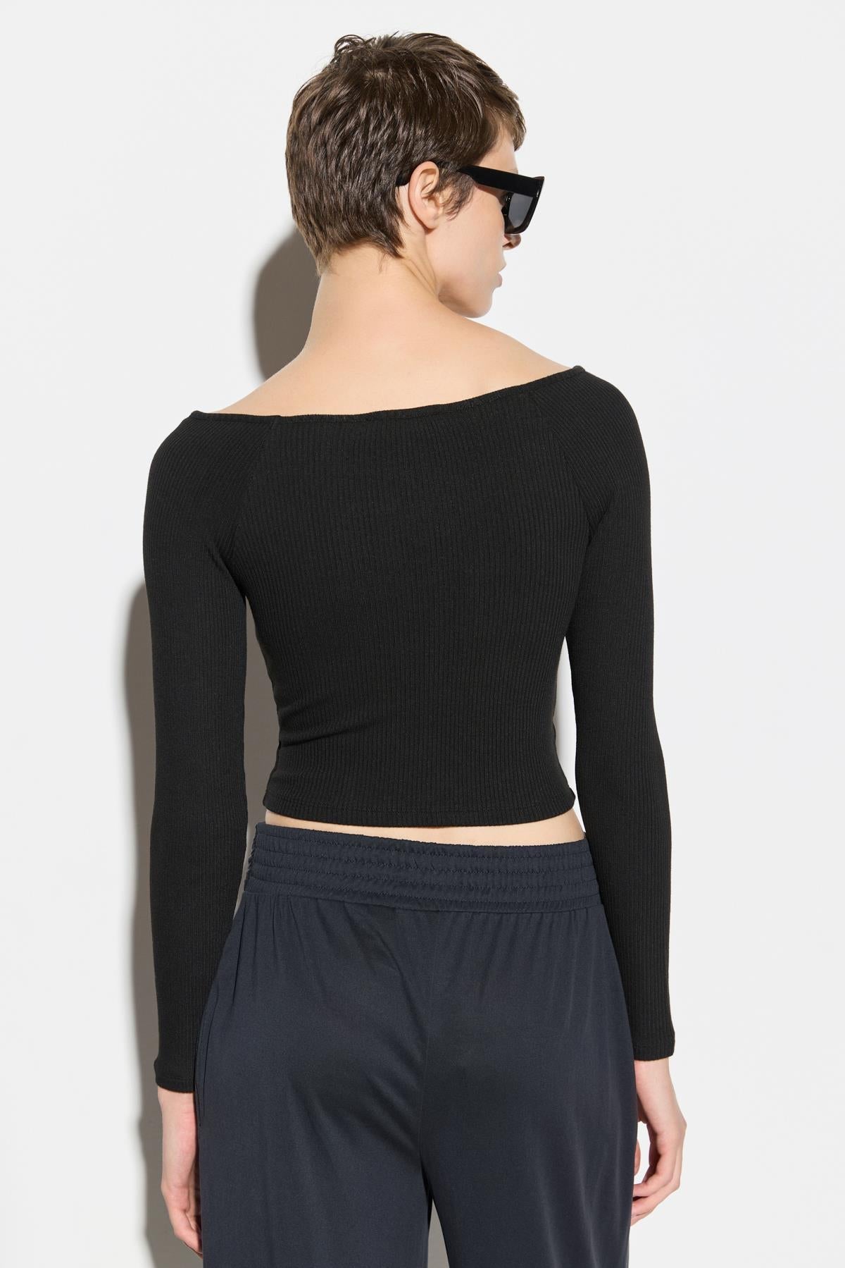 Langärmelige Crop-Bluse