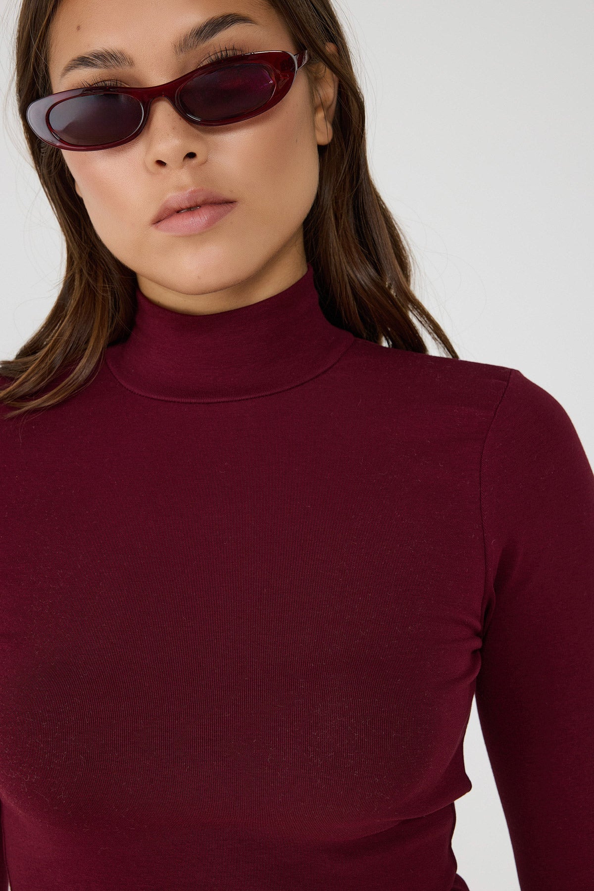 Rollkragenbluse mit langen Ärmeln