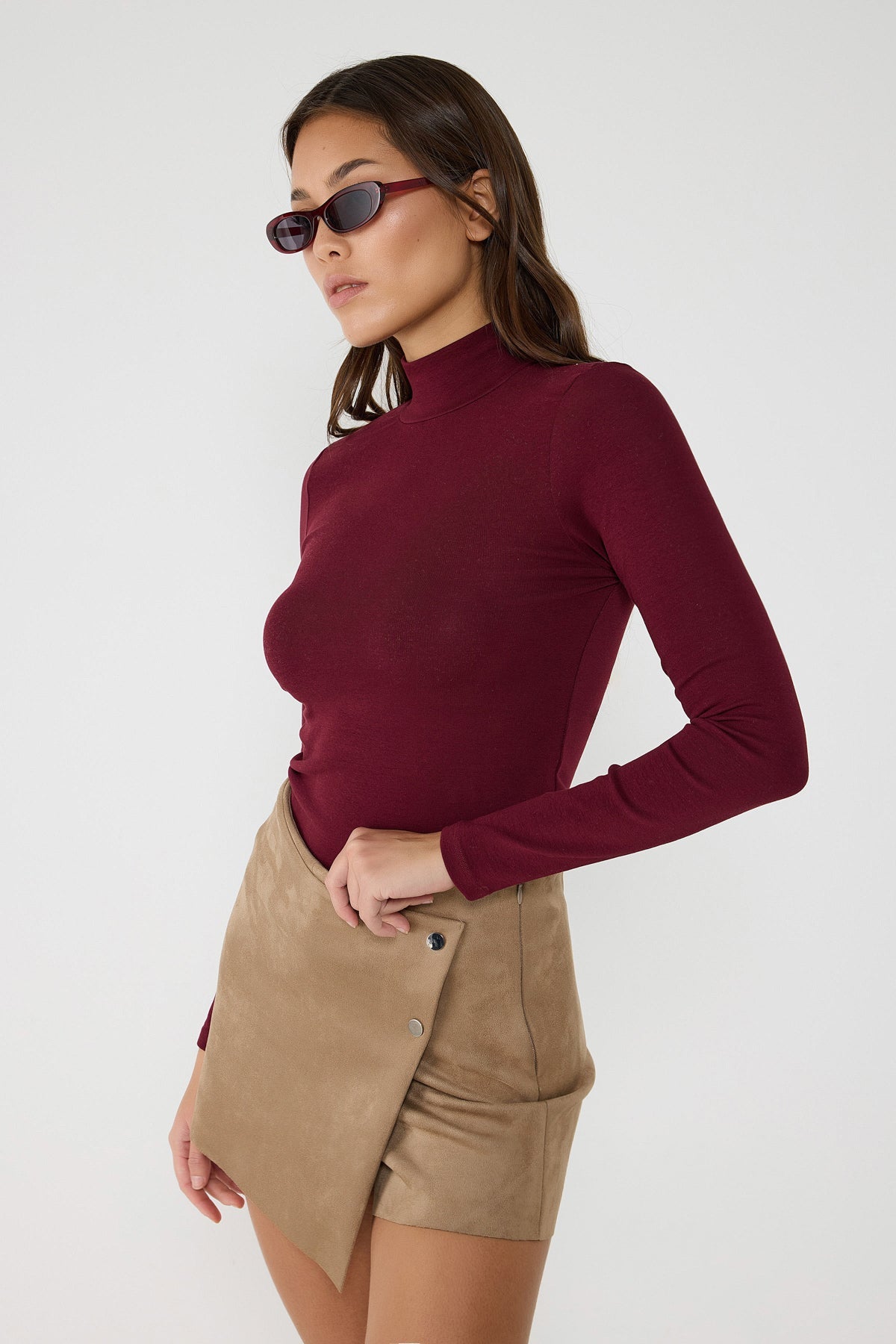 Rollkragenbluse mit langen Ärmeln