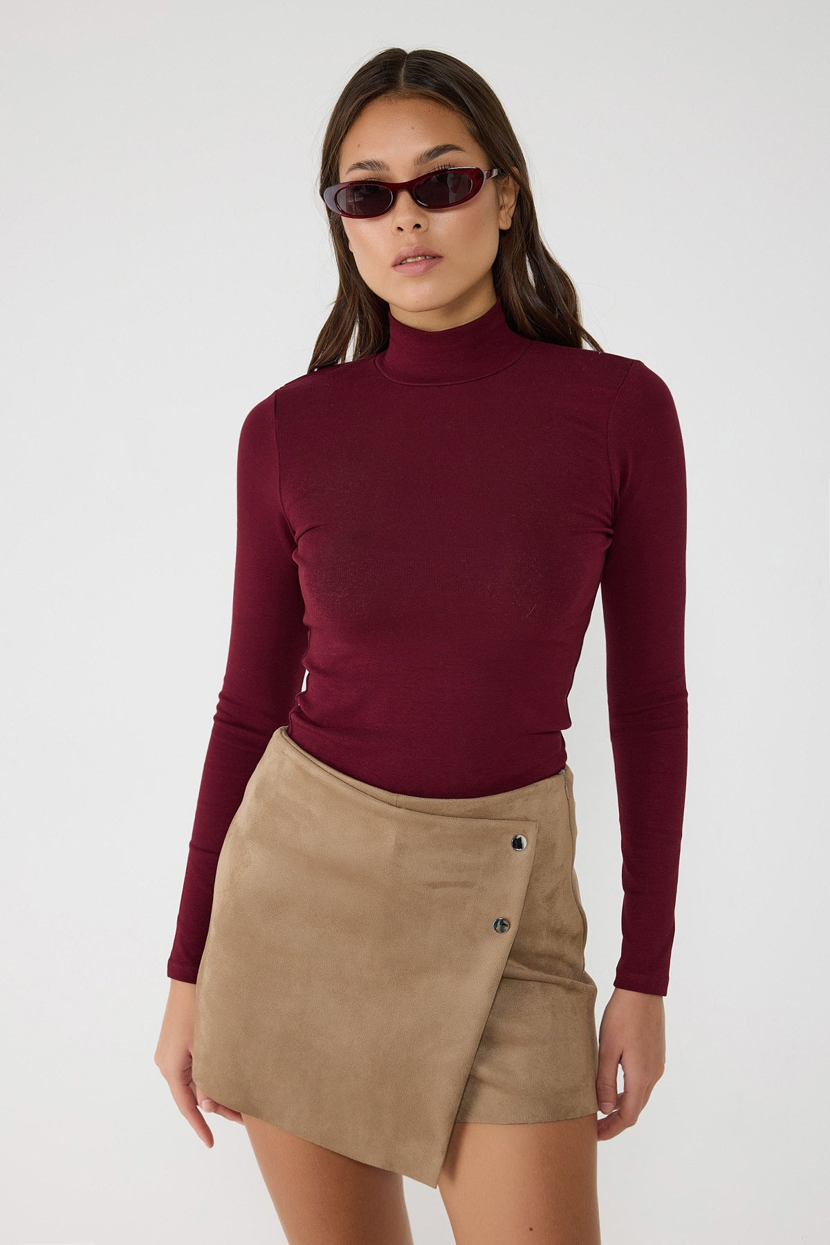 Rollkragenbluse mit langen Ärmeln