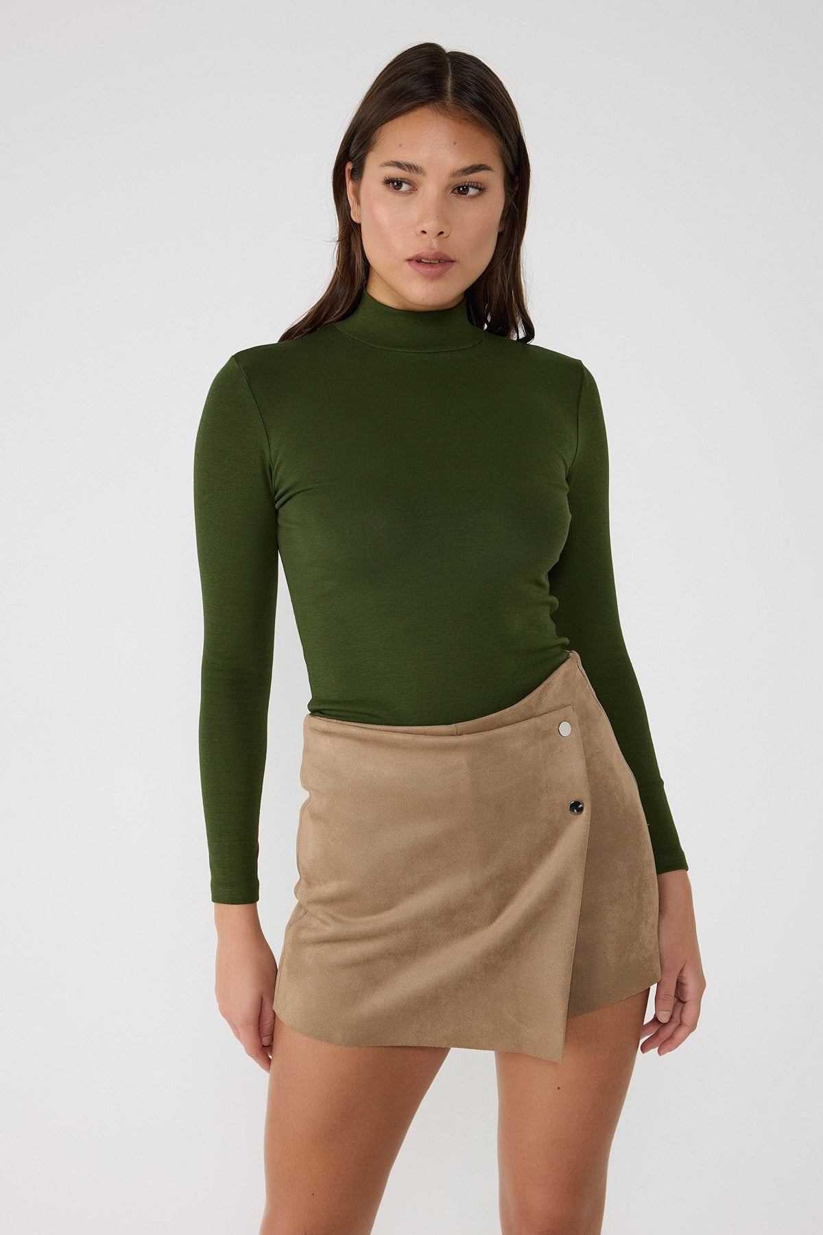 Rollkragenbluse mit langen Ärmeln