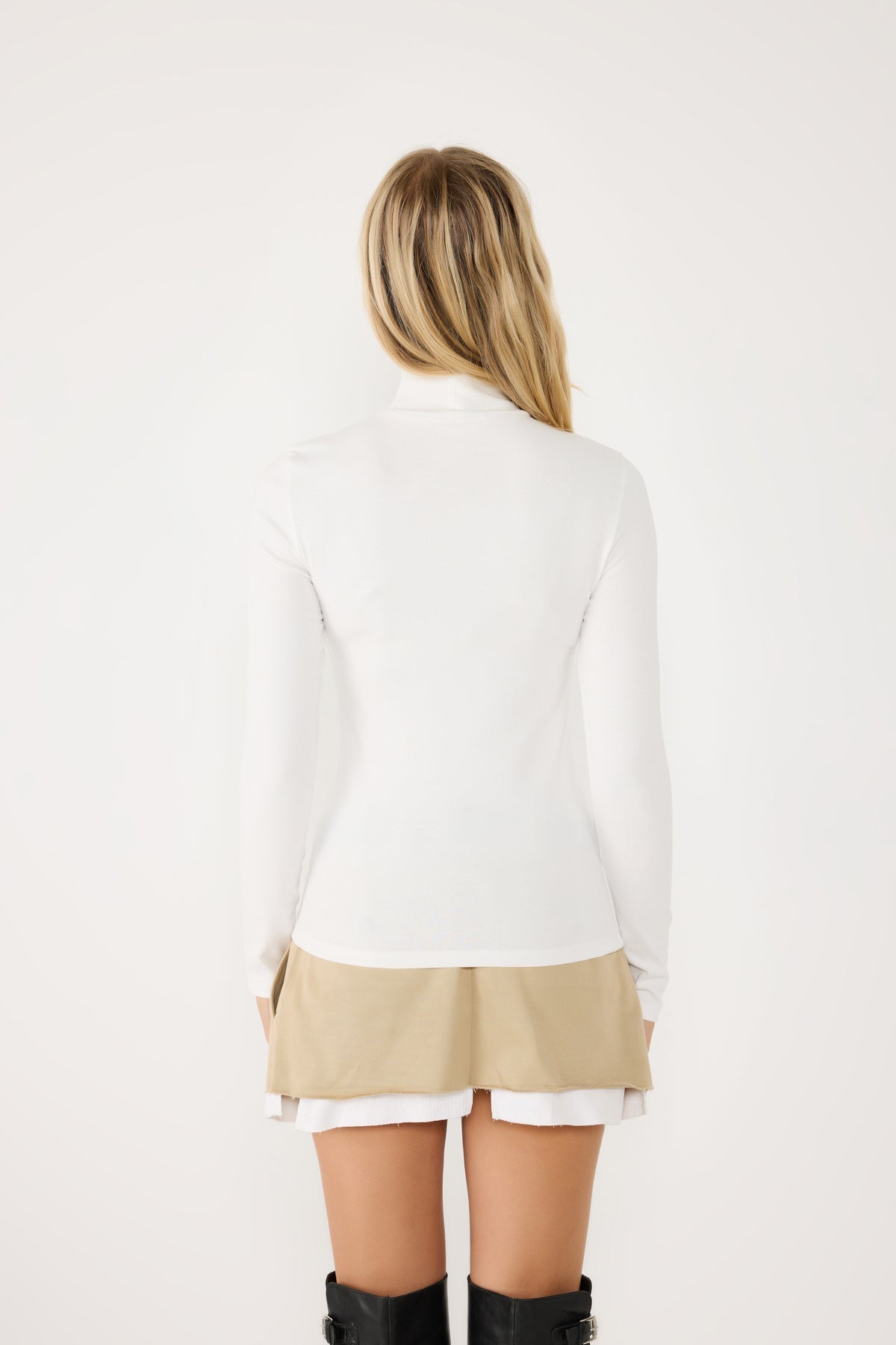 Basic-Bluse mit Rollkragen und langen Ärmeln