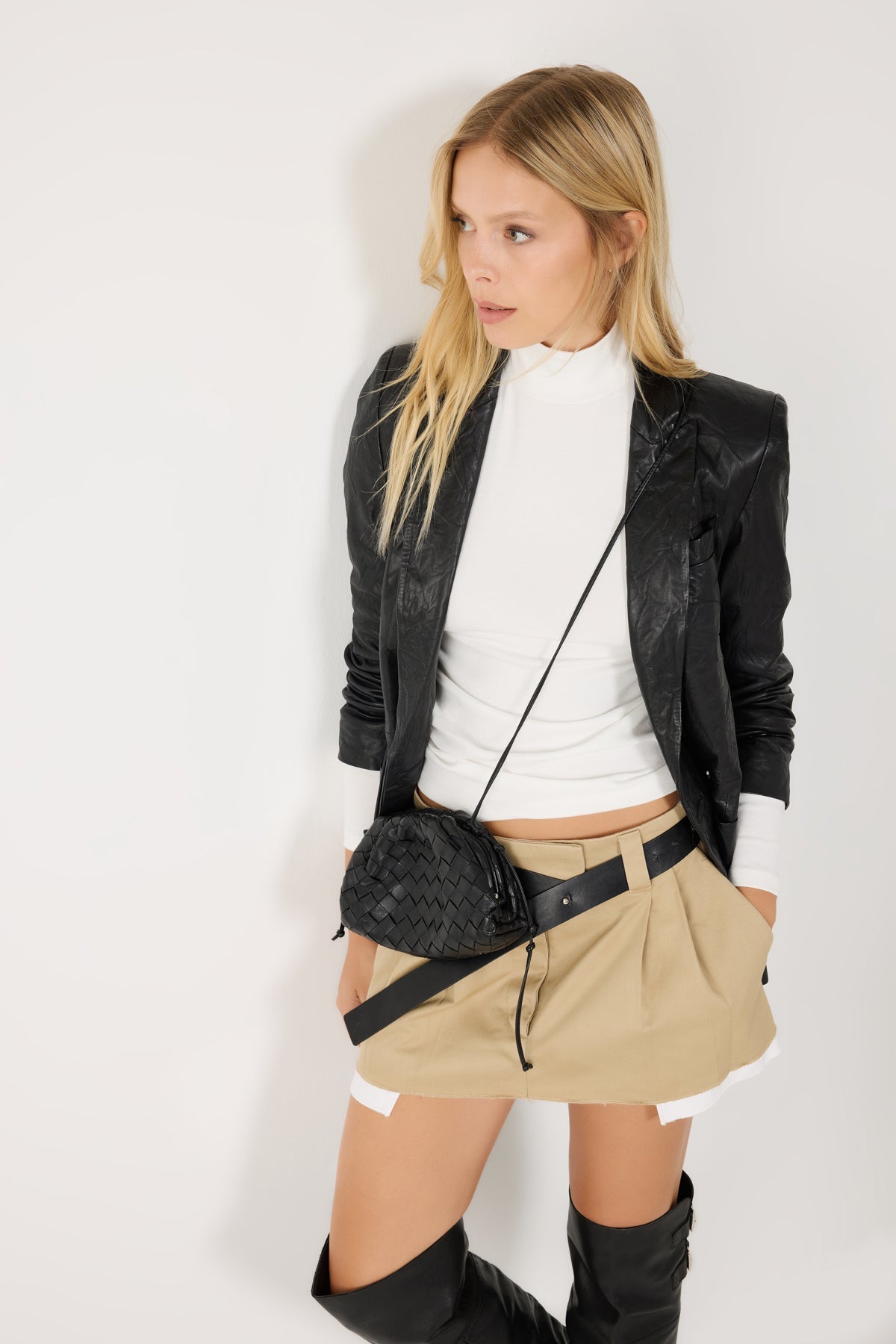 Basic-Bluse mit Rollkragen und langen Ärmeln