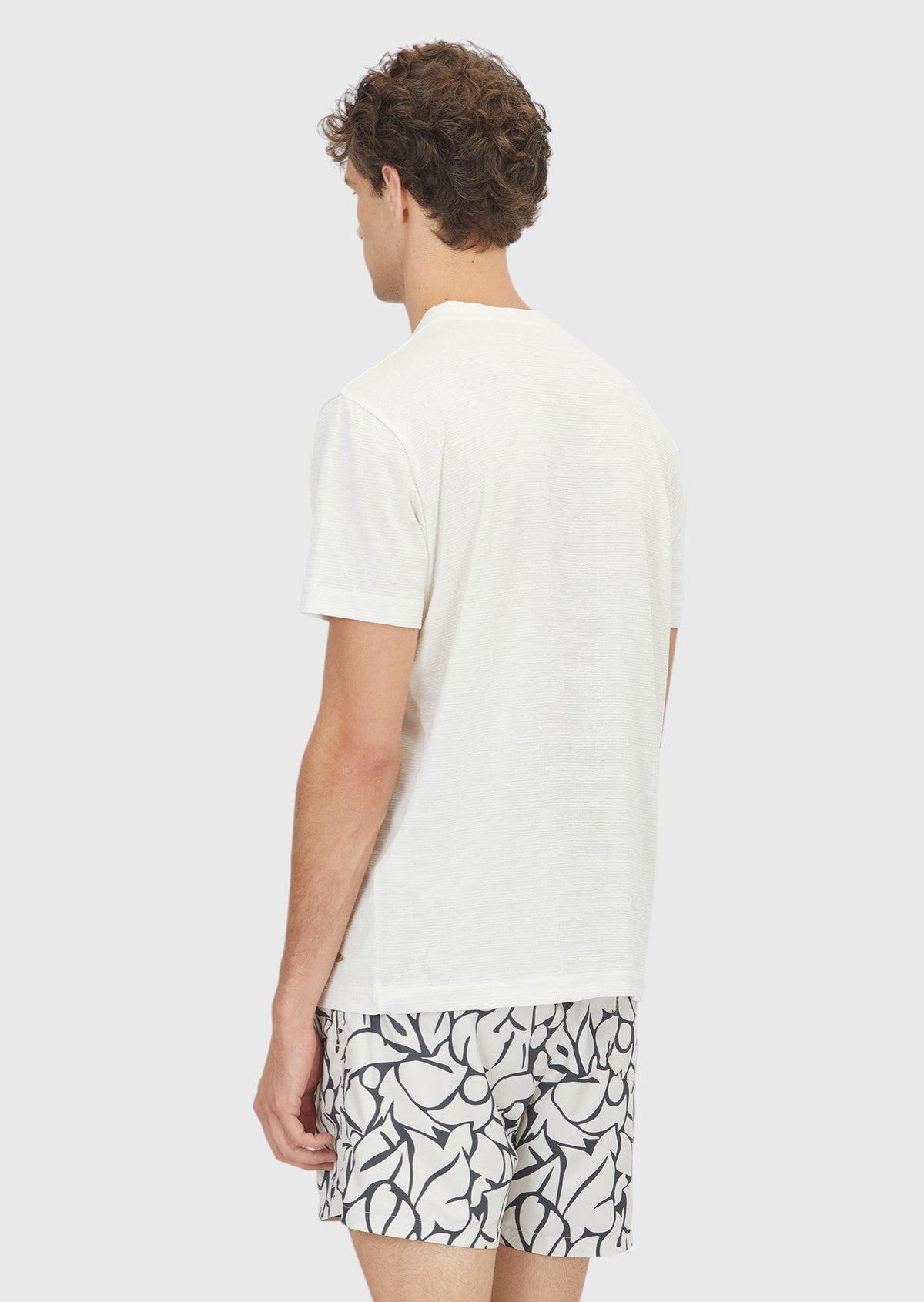 Ecru Jacquard T-Shirt aus 100% Baumwolle
