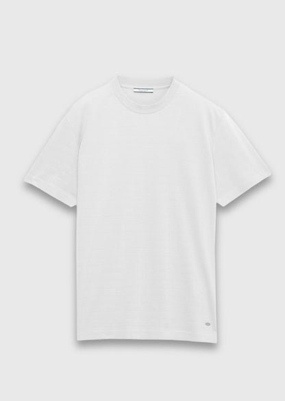 Ecru Jacquard T-Shirt aus 100% Baumwolle