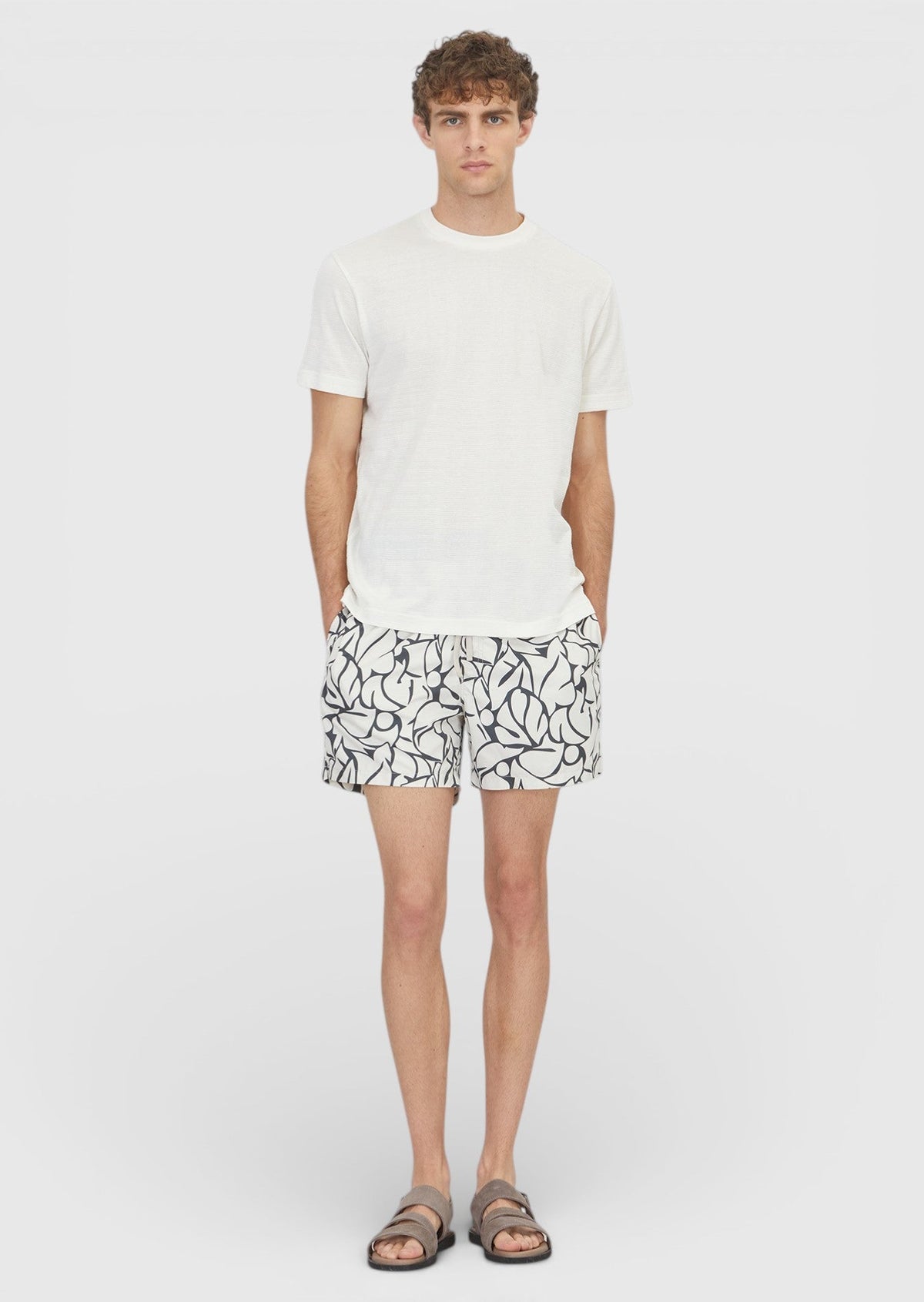 Ramsey Ecru Jacquard T-Shirt aus 100% Baumwolle Ekru