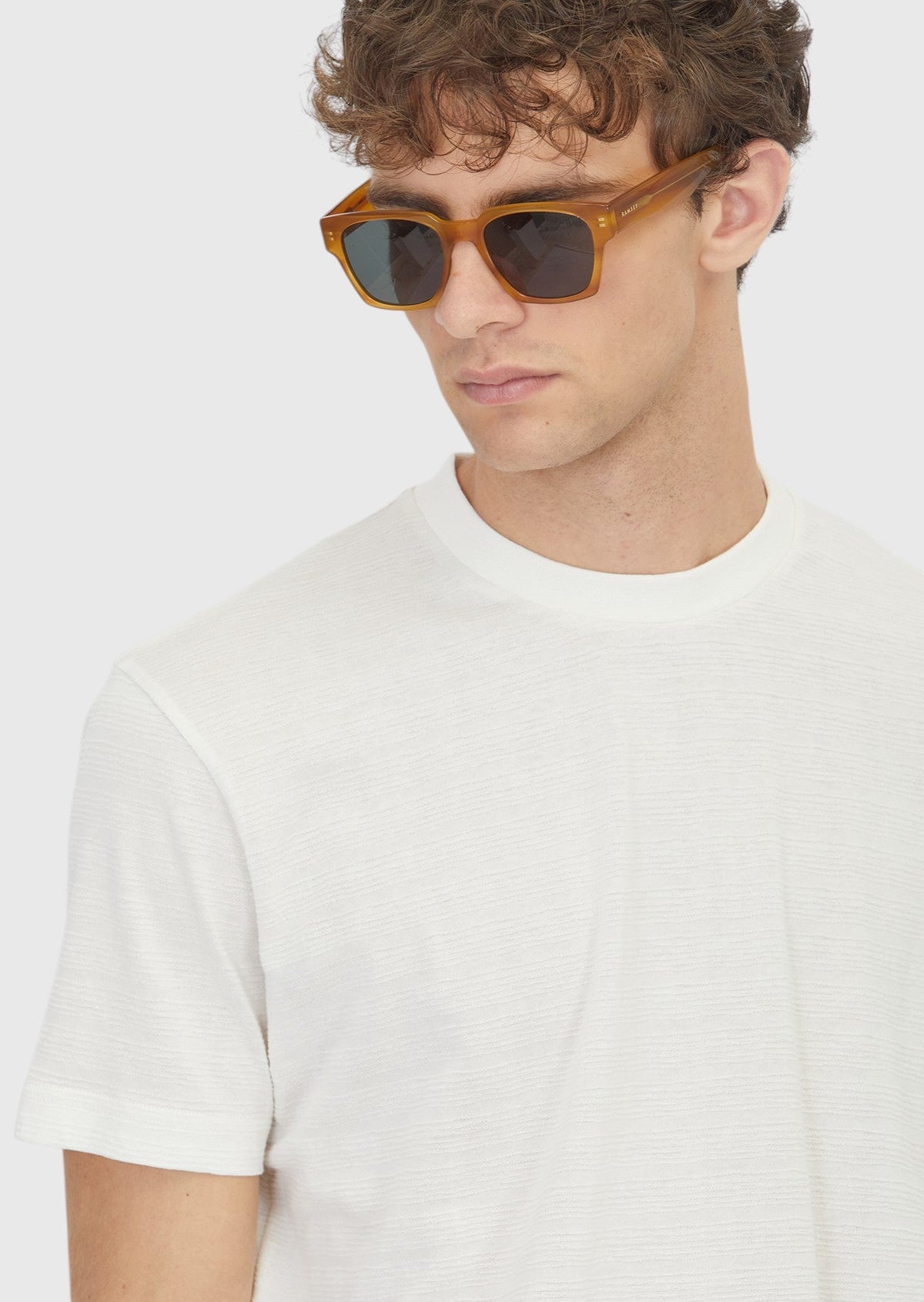 Ramsey Ecru Jacquard T-Shirt aus 100% Baumwolle Ekru