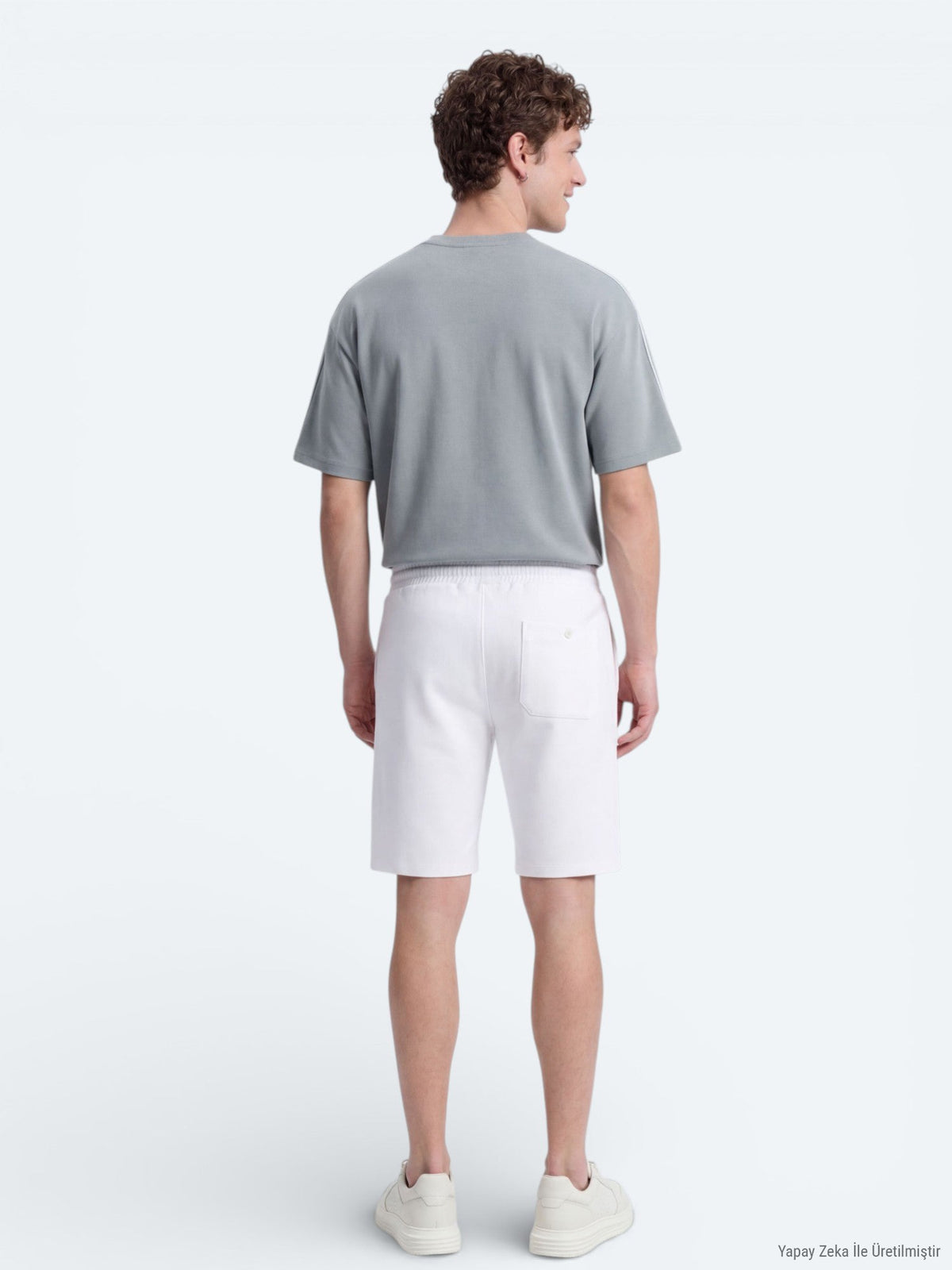 Ecru Strick Regular Fit Freizeit Bermuda
