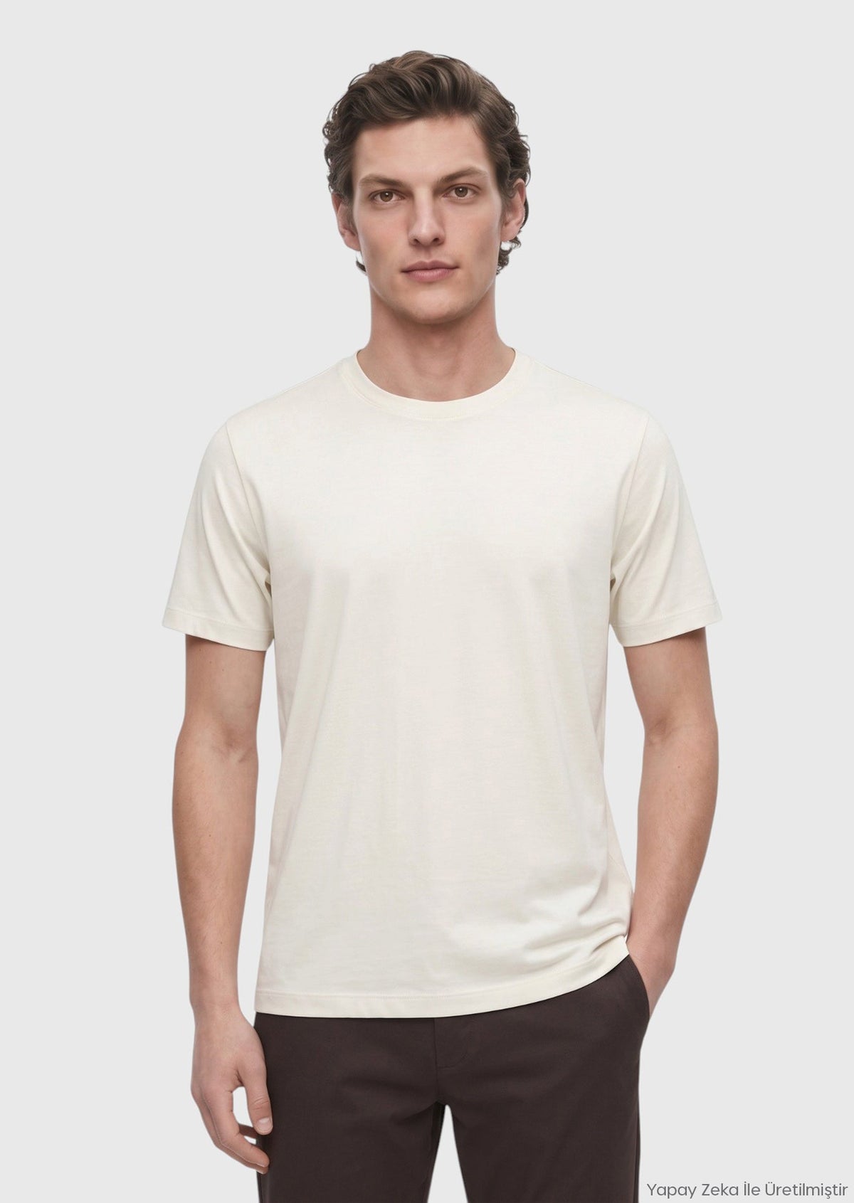 Ramsey Einfaches T-Shirt mit Rundhalsausschnitt Ecru
