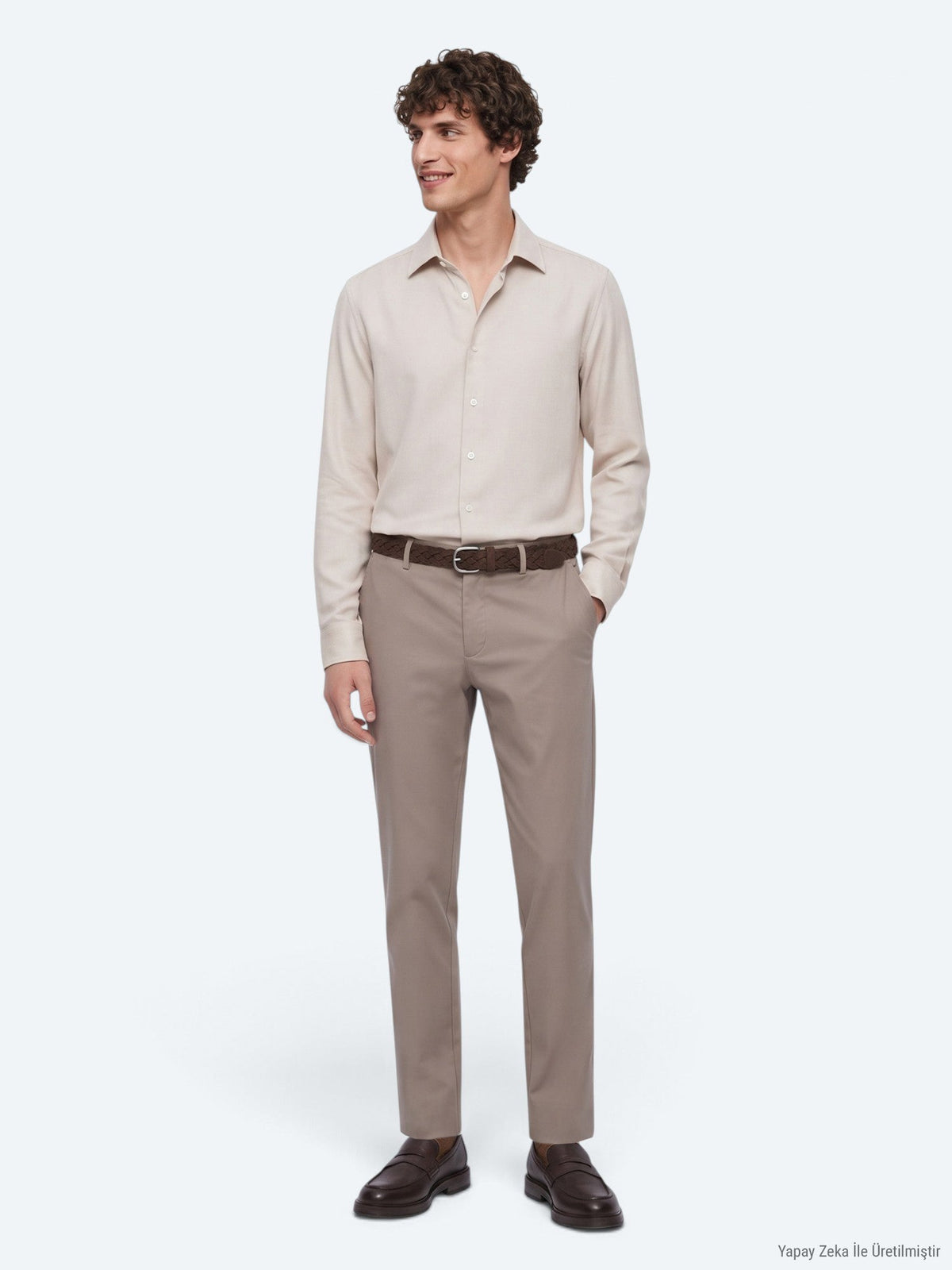 KİP Ecru Regular Fit Weben Freizeithemd