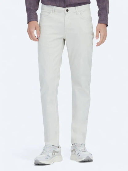 Ecru Weben Slim Fit Freizeit Baumwollmischung Hose