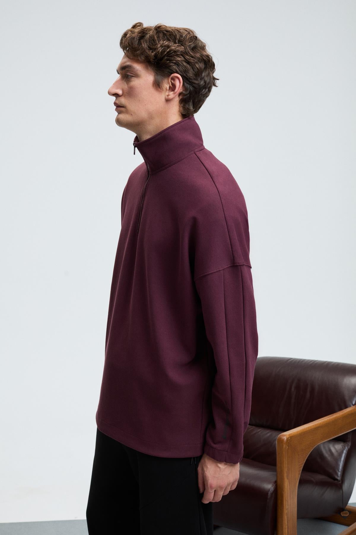 GRIMELANGE EDISON Herren Halbzip Sweatshirt Bordeaux