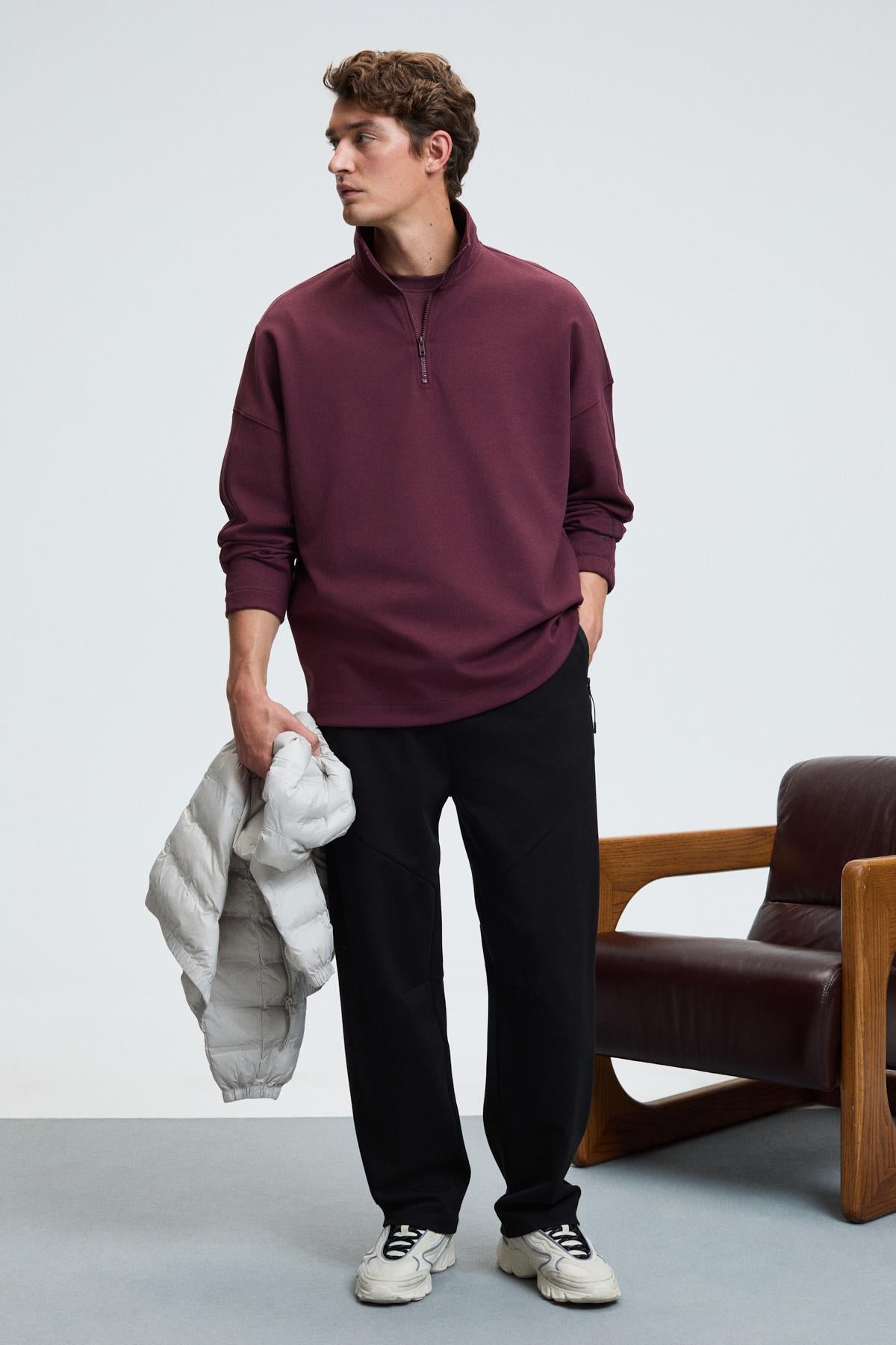 GRIMELANGE EDISON Herren Halbzip Sweatshirt Bordeaux