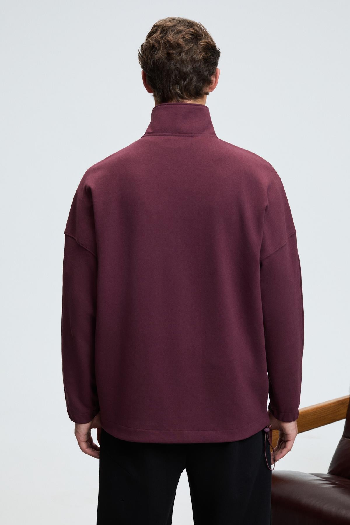 GRIMELANGE EDISON Herren Halbzip Sweatshirt Bordeaux