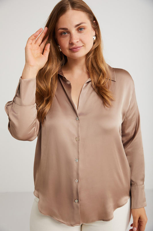 EILEEN Damen Oversize Satin Hemd