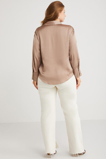 EILEEN Damen Oversize Satin Hemd
