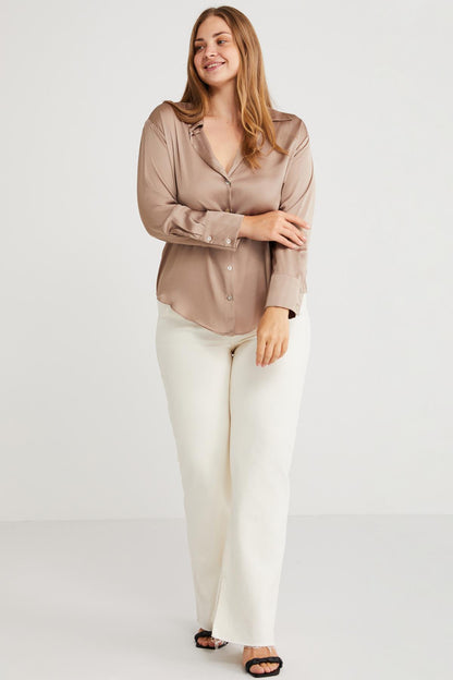 EILEEN Damen Oversize Satin Hemd