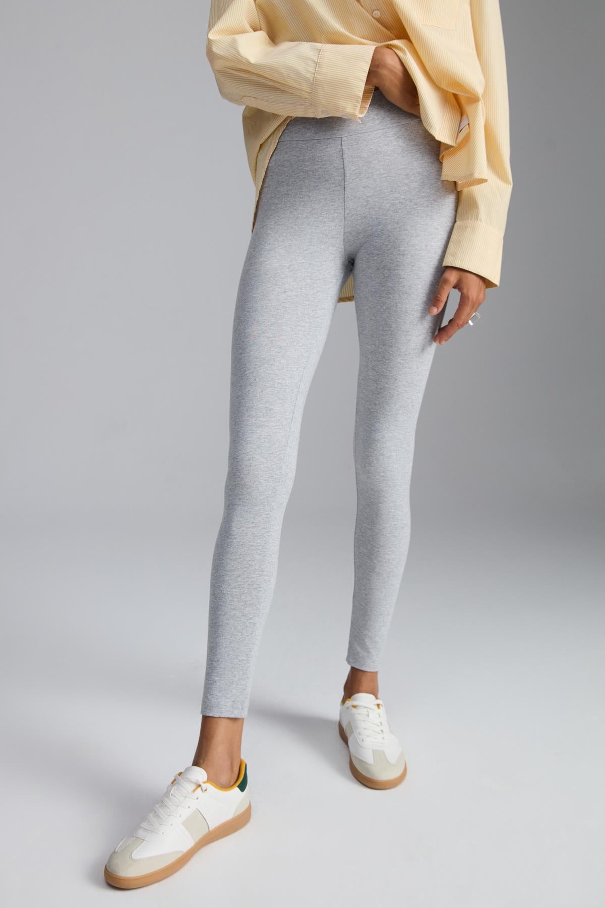 ETHIQUET EIRLYS Damen Bio-Baumwoll Leggings Graue Melange
