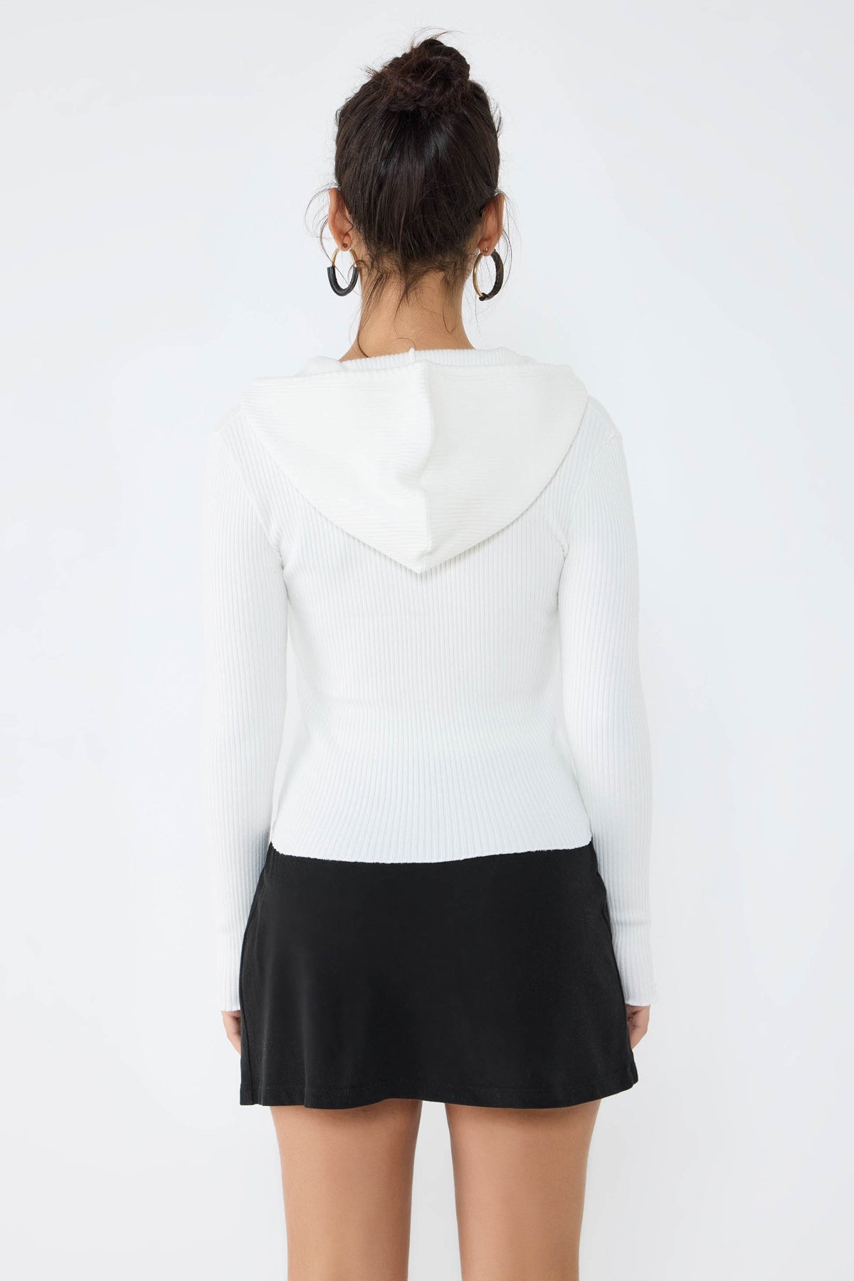 Strickcardigan mit Kapuze und Reißverschluss