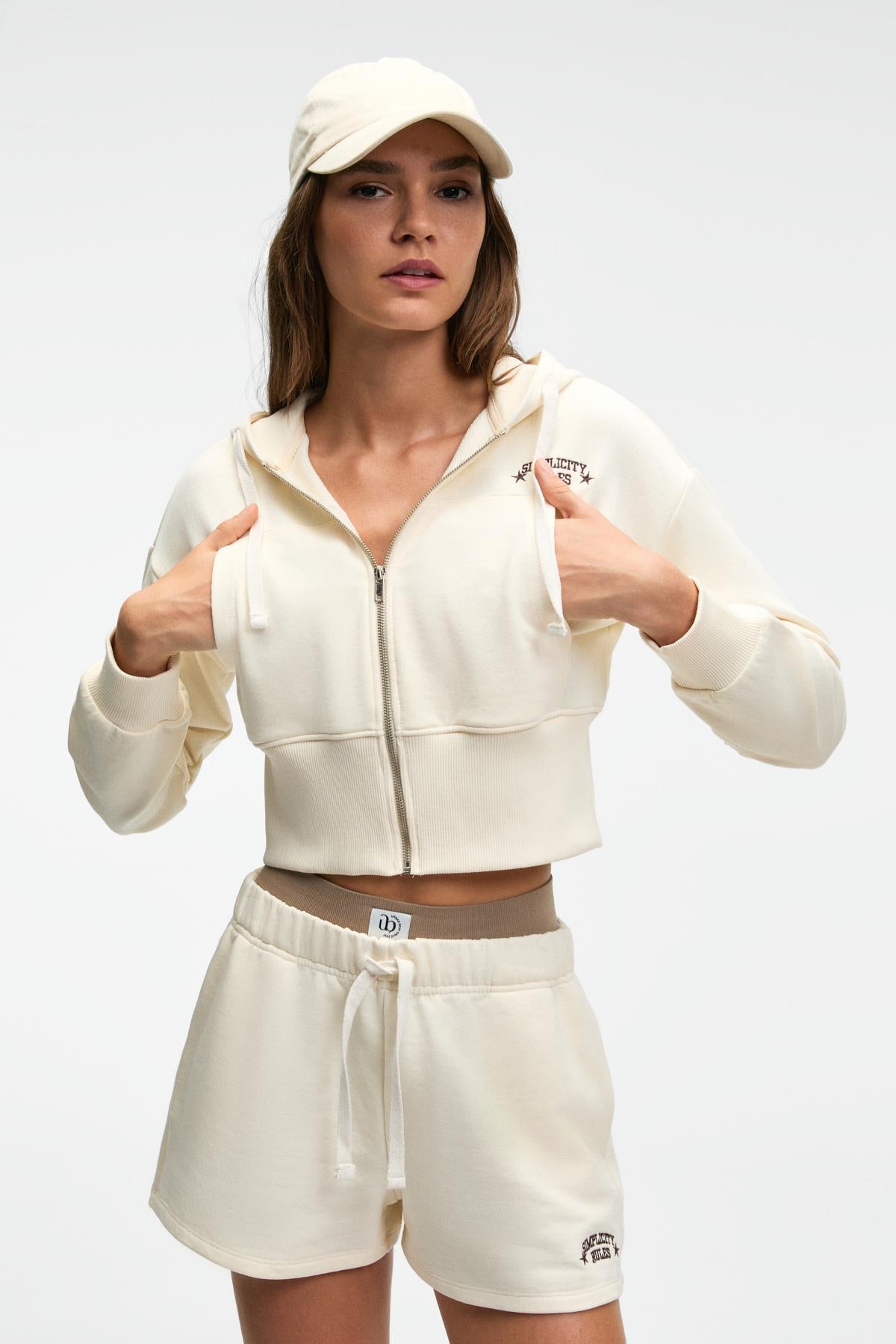GRIMELANGE ELARA Damen Crop Sweatshirt Ecru