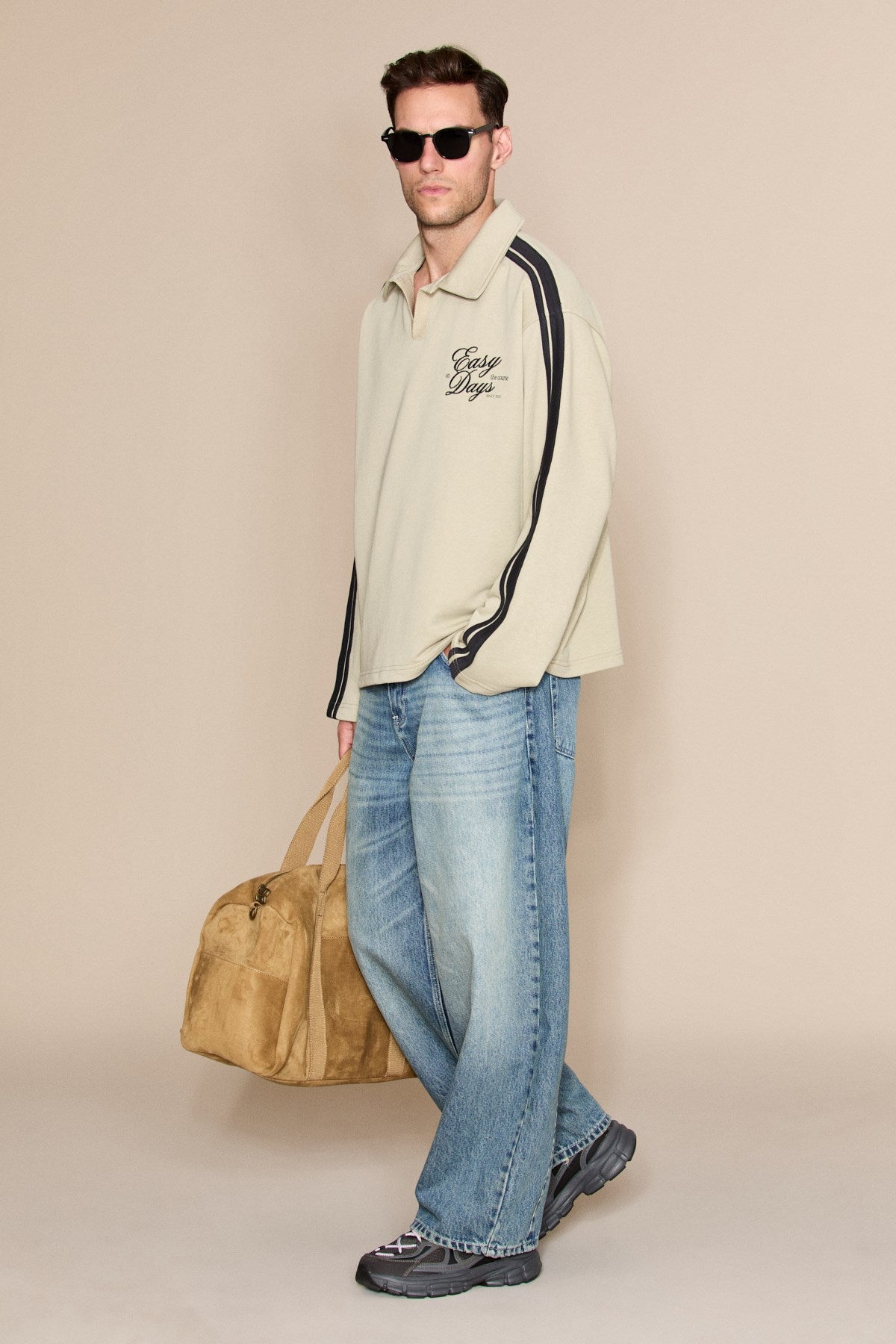 GRIMELANGE ELBRUS Herren Gestreiftes Sweatshirt Taupe